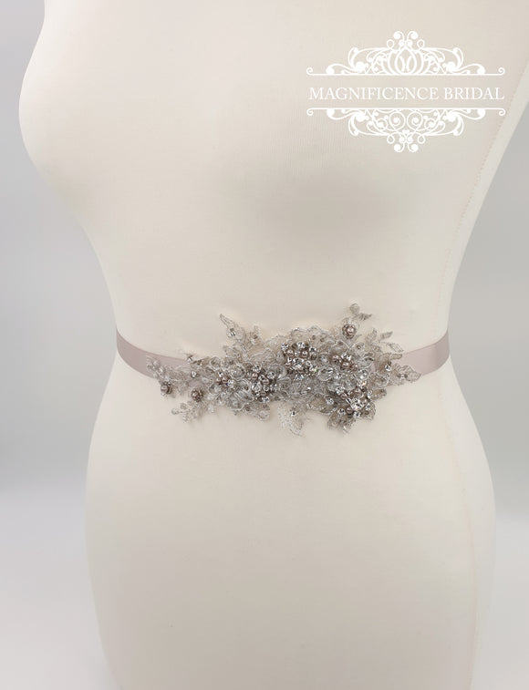 magnificencebridal-com,Lace bridal sash belt KATE,Sash belt.