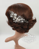 magnificencebridal-com,Frosted vintage silver bridal comb JOHANNAH,hair comb.