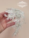 magnificencebridal-com,White opal and lace headpiece STELLA,hair vine.