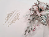 Vintage pink bridal comb LIA