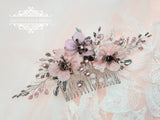 Vintage pink bridal comb LIA