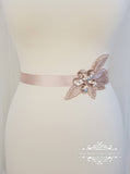 Rose gold belt, blush bridal belt, Bridesmaid belt, rose gold sash, bridal belt and sash, embellish belt, bridal belt, wedding belt, AMY - magnificencebridal-com