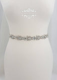 Opal bridal belt, thin bridal belt, wedding belt, bridal sash, thin wedding belt, bridal belt, opal sash, white opal belt, opal belt, GLENDA - magnificencebridal-com