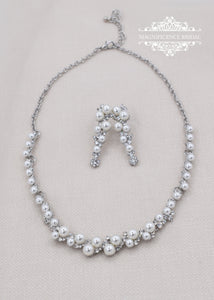 Pearl jewelry set, wedding jewelry, bridal jewelry, wedding jewelry set, bridal jewelry set, pearl necklace, Pearl bridal set, DOLORES - magnificencebridal-com