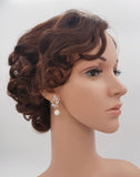 Pearl bridal earring, pearl drop earrings, rose gold earrings, rose gold pearl, pearl earrings, bridal earrings, wedding earrings, JANICE - magnificencebridal-com
