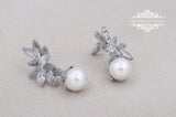 Pearl bridal earring, pearl drop earrings, rose gold earrings, rose gold pearl, pearl earrings, bridal earrings, wedding earrings, JANICE - magnificencebridal-com