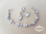Drop crystal earrings, Bridal earrings, Zircon bracelet, crystal earrings, Bridesmaids gift, Teardrop earrings,  wedding jewelry, HARRIET - magnificencebridal-com