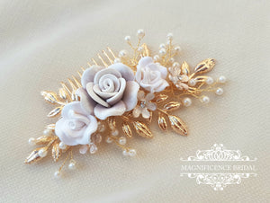 Golden bridal comb FLORENCE - magnificencebridal-com