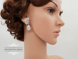 Bridal earrings, bridal drop earrings, wedding earrings, dangle earrings, Zircon earrings, bridal dangle earrings, crystal earrings VIVIENNE - magnificencebridal-com