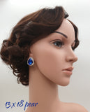 Blue earrings, bridal earrings, blue bridesmaids gift, blue stud earring, blue studs, royal blue, blue drop studs, something blue, SOFIA - magnificencebridal-com