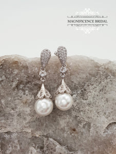 Pearl earrings KELSEY - magnificencebridal-com