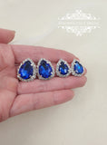 Blue earrings, bridal earrings, blue bridesmaids gift, blue stud earring, blue studs, royal blue, blue drop studs, something blue, SOFIA - magnificencebridal-com