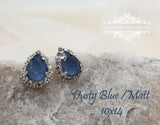 Blue earrings, bridal earrings, blue bridesmaids gift, blue stud earring, blue studs, royal blue, blue drop studs, something blue, SOFIA - magnificencebridal-com
