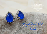 Blue earrings, bridal earrings, blue bridesmaids gift, blue stud earring, blue studs, royal blue, blue drop studs, something blue, SOFIA - magnificencebridal-com