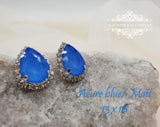 Blue earrings, bridal earrings, blue bridesmaids gift, blue stud earring, blue studs, royal blue, blue drop studs, something blue, SOFIA - magnificencebridal-com