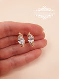 Small earrings, crystal earrings, gold earrings, Bridal CZ Earrings, Bridal earrings, bridesmaid jewelry, zircon earrings, gold cz, THALIA - magnificencebridal-com