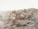 Small earrings, crystal earrings, gold earrings, Bridal CZ Earrings, Bridal earrings, bridesmaid jewelry, zircon earrings, gold cz, THALIA - magnificencebridal-com